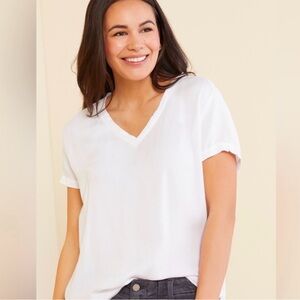 Women's White V-Neck Top